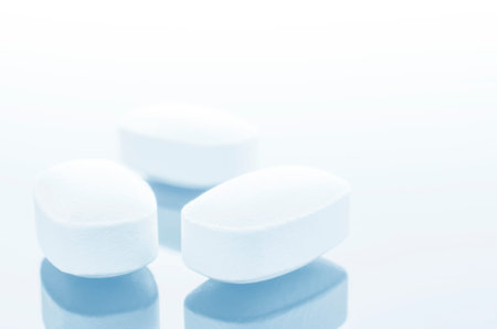 Pharmacy theme,  white  medicine tablets antibiotic pills.