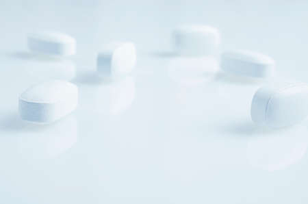 Pharmacy theme,  white  medicine tablets antibiotic pills.の写真素材