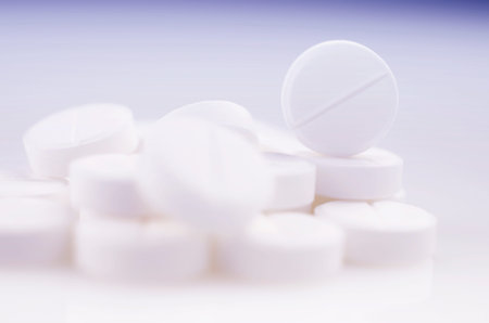 Pharmacy theme,  white  medicine tablets antibiotic pills.