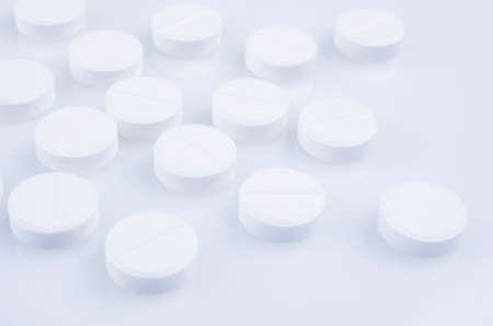 Pharmacy theme,  white  medicine tablets antibiotic pills.の写真素材