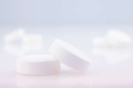 Close-up. Pharmacy theme,  white  medicine tablets antibiotic pills.の写真素材
