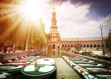 Plaza de Espana in Seville, Andalucia, Spainの写真素材