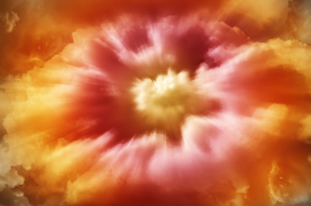 Colored abstraction. Saturated multicolored Clouds with a pastel colored background