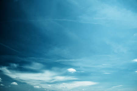 Blue sky with white cumulus clouds. Closeupの写真素材