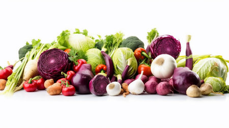 fresh vegetables isolated on white background. Health food. diet concept.の素材
