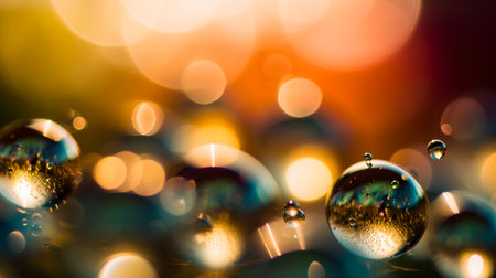 abstract background of water drops on the grass with bokehの素材