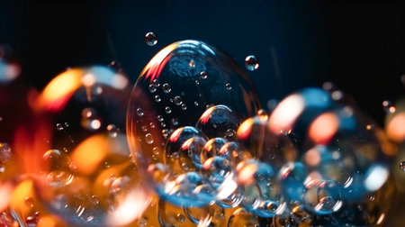abstract background with water drops and colorful bokeh lights.の素材