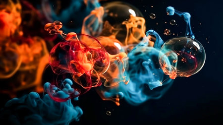 Colorful ink in water on a dark background. abstract background.の素材