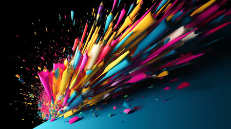 3d rendering of abstract geometric composition, digital art works. computer generated image.の素材