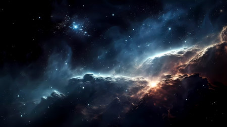 Abstract space background with stars and nebula.の素材