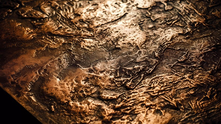 Bronze texture, brushed bronze plate. Scratched grunge bronze plate industrial. Generative AI technology.の素材