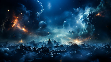 Fantasy alien planet in deep space.の素材