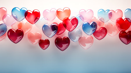 Valentine's day background with red and blue hearts. 3d renderingの素材