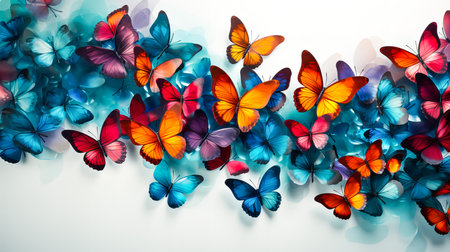 Butterflies background. Colorful background made of butterflies. Bright multicolored background.の素材