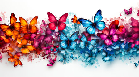 Colorful butterflies on white background. Illustration for your design.の素材