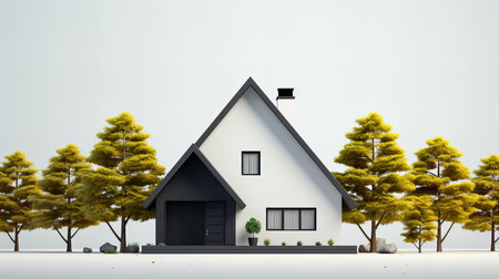 3d rendering of a house with a garden in the background.の素材