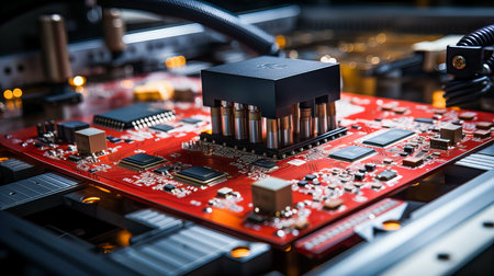 Electronic circuit board close-up. The concept of technology, hardware, electronics.の素材