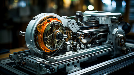 Close-up of the internal combustion engine part. Automotive industry.の素材