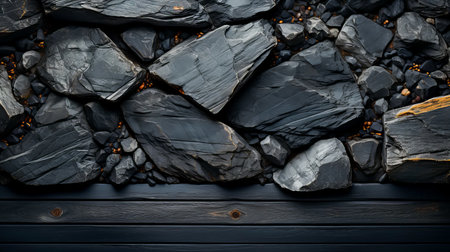 Background of black volcanic stones. Texture of black volcanic stones. Natural background.の素材
