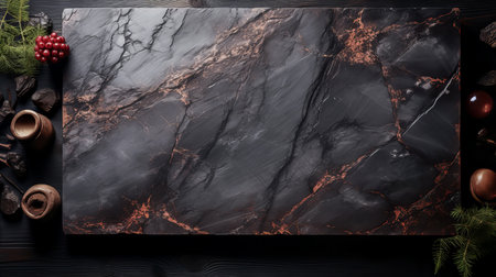Black marble background with copy space for your text or product display.の素材