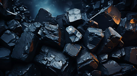 Pile of coal. 3d rendering, 3d illustration.の素材