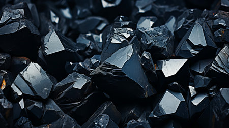 Natural black coal for heating as a background, close-up.の素材