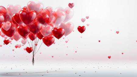 Valentine's day background with red heart balloons.の素材