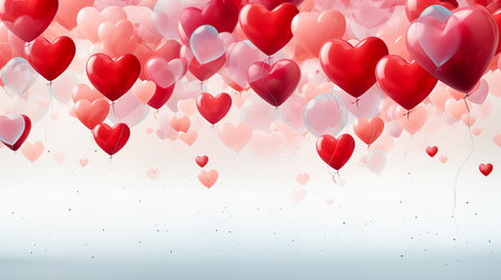 Valentine's day background with red and white heart balloons.の素材