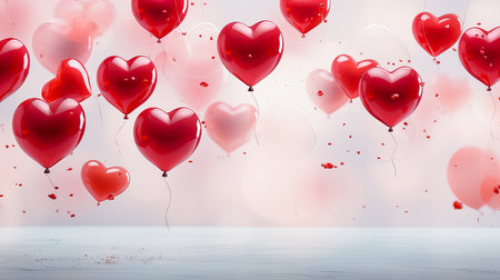 Valentine's day background with red heart balloons. 3D Renderingの素材