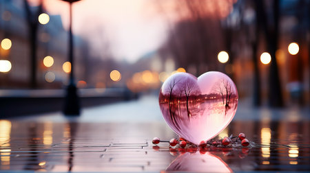 Valentine's Day background with heart and bokeh lightsの素材