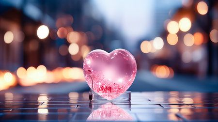Valentine's Day background with heart and bokeh lightsの素材