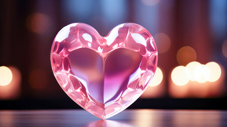 Heart shape on the table with bokeh background, Love conceptの素材