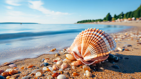 Seashells on the beach of the Baltic Sea in Polandの素材