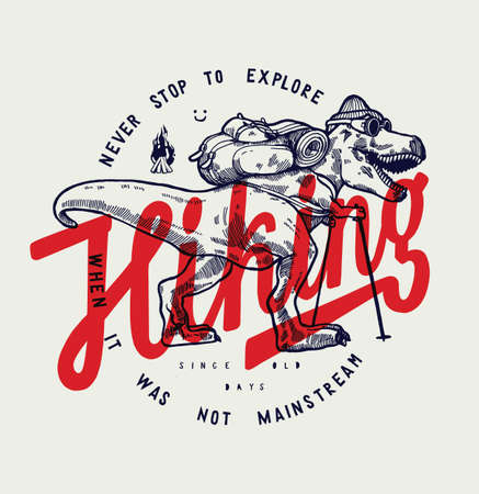Bear with a mountain range on its back expedition typography t-shirt print. explore the wild. American national park wild nature hiking t-shirt print with a grizzly bear vector illustration.のイラスト素材