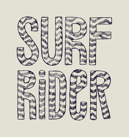 surf rider letters print. hand drawn tribal style surfing printのイラスト素材