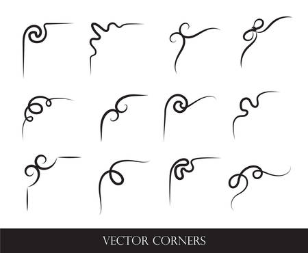 Set of frames, borders, labels. Collection of original design elements. Vector calligraphy swirls, swashes, ornate motifs and scrolls.のイラスト素材