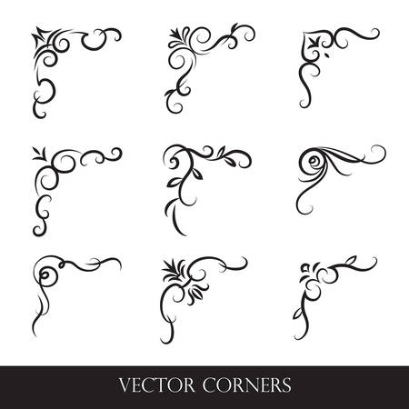 Set of frames, borders, labels. Collection of original design elements. Vector calligraphy swirls, swashes, ornate motifs and scrolls.のイラスト素材