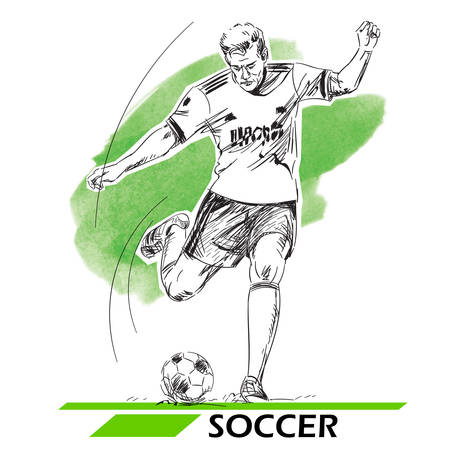 Soccer, football player illustration. Vector image isolated on white.のイラスト素材