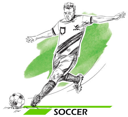 Soccer, football player illustration. Vector image isolated on white.のイラスト素材