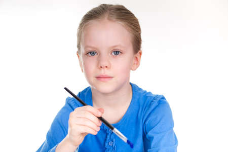 Little Girl Painting - portraitの写真素材