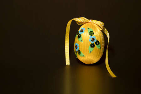 Handmade colorful Easter eggsの写真素材