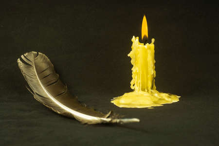 Candle with penの写真素材