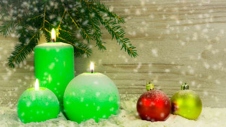 Christmas advent wreath with burning candlesの写真素材