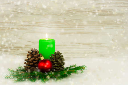 Christmas advent wreath with burning candlesの写真素材