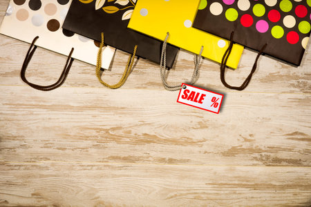 Concept of sale, bag with the small label.