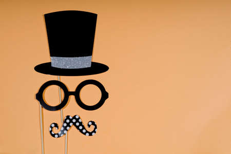 Party, love and wedding concept. Artificial props for woman and man to hold.の写真素材