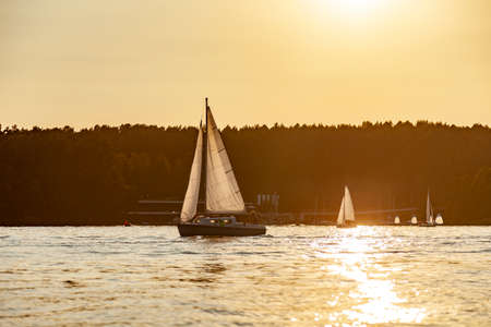 Sailing boat on the lake Ukiel in Olsztyn - Warmia and Mazury, Polandの写真素材