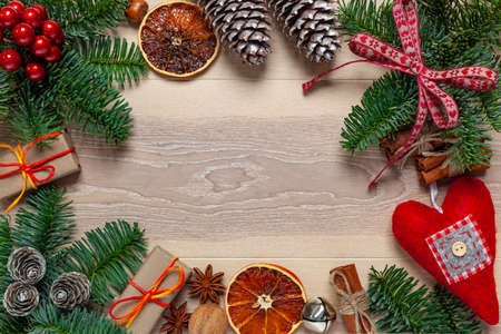 Christmas - Christmas decorations and space for text with wishesの写真素材