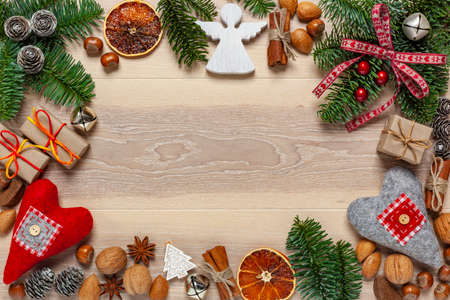 Christmas - Christmas decorations and space for text with wishesの写真素材