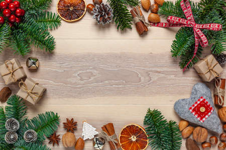 Christmas - Christmas decorations and space for text with wishesの写真素材